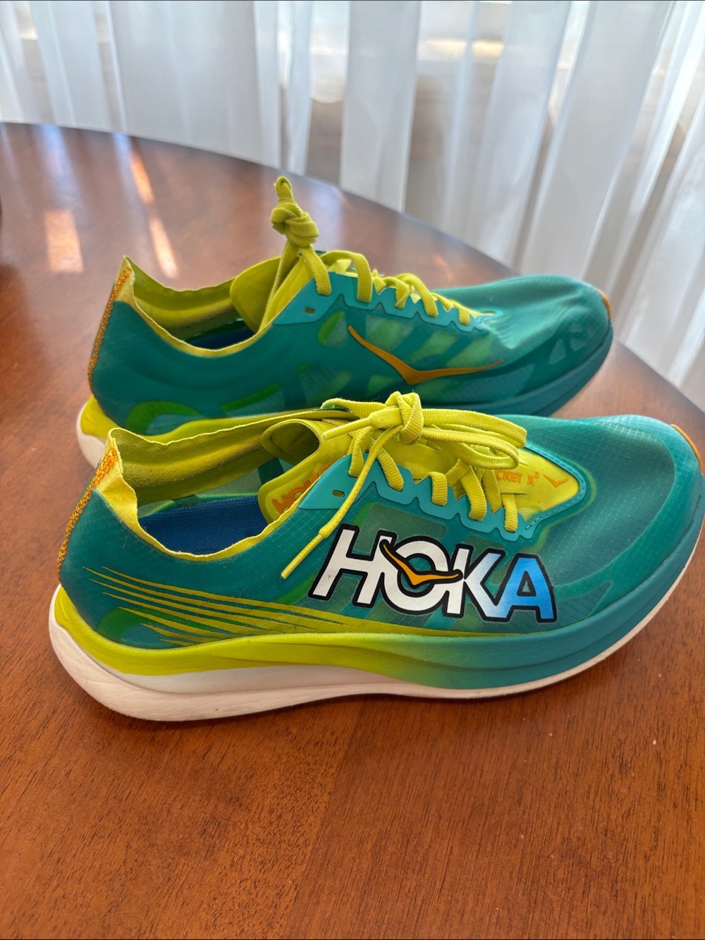 Hoka Women’s Teal & Lime Performance Running Sneakers - Picture 1 of 13